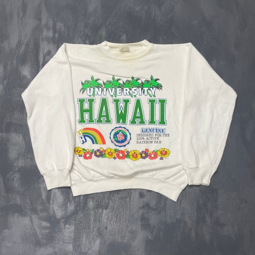Vintage 1991 Hawaii Rainbow Warriors Sweatshirt Men M White University of Hawaii